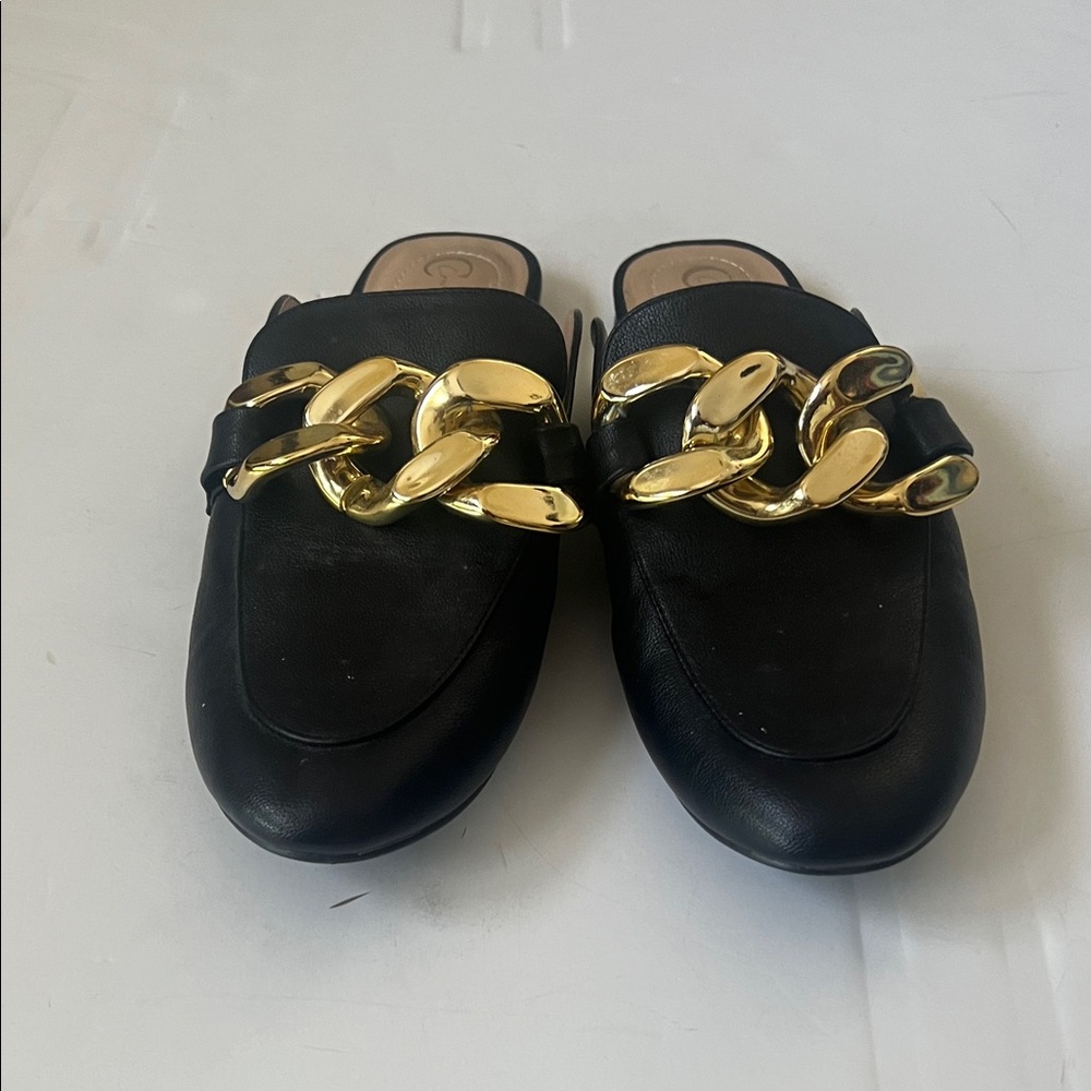 Black and Gold Women's Loafers - Picture 5 of 7